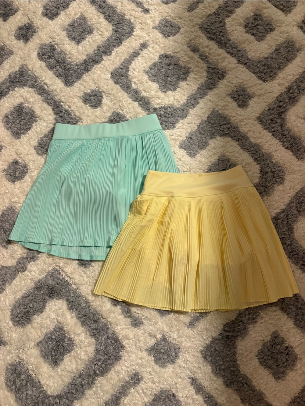 Pleated Mini Skirt - Yellow and Mint